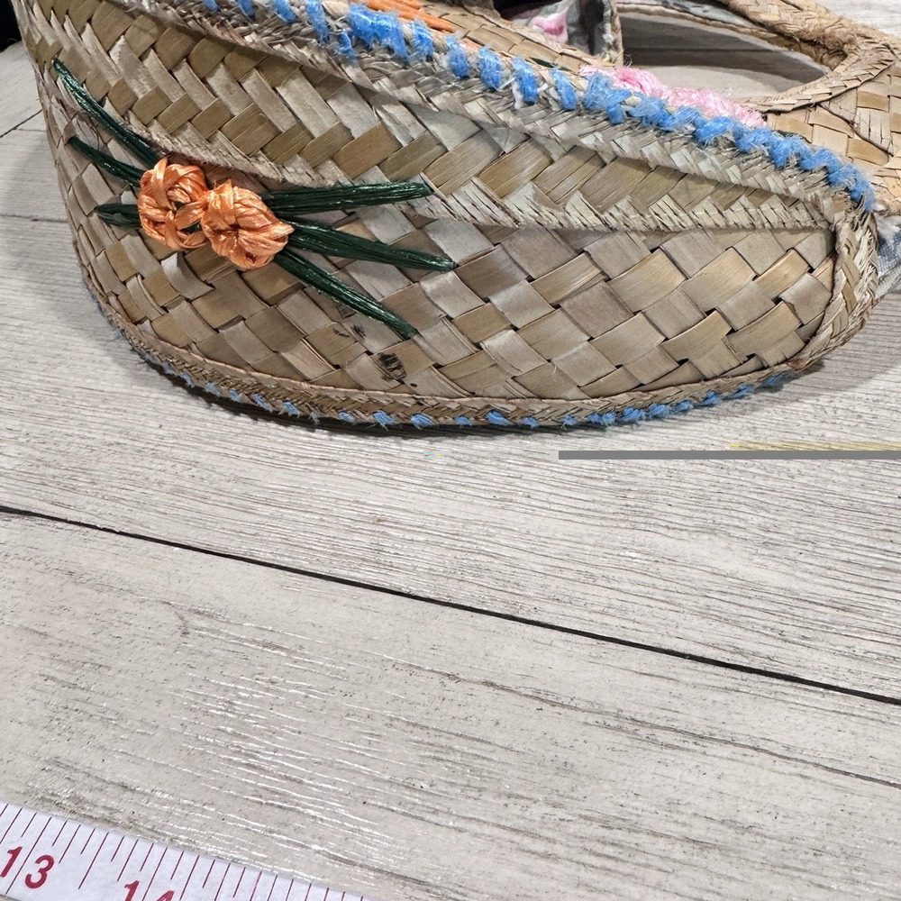 2 Vintage Woven Nassau Bahamas Straw Wicker Hobo Lined Tote Bag Flowers - Picture 5 of 15